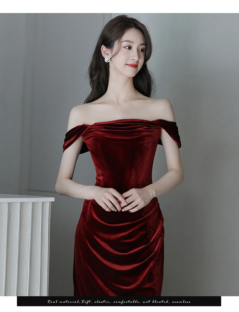 Velvet Niche Fishtail Bride Wedding Engagement Dress