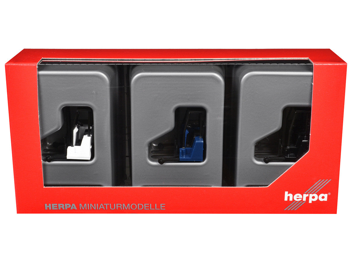 Forklifts with Trailer Bumper 3 Piece Set 1/87 (HO) Plastic Models by Promotex