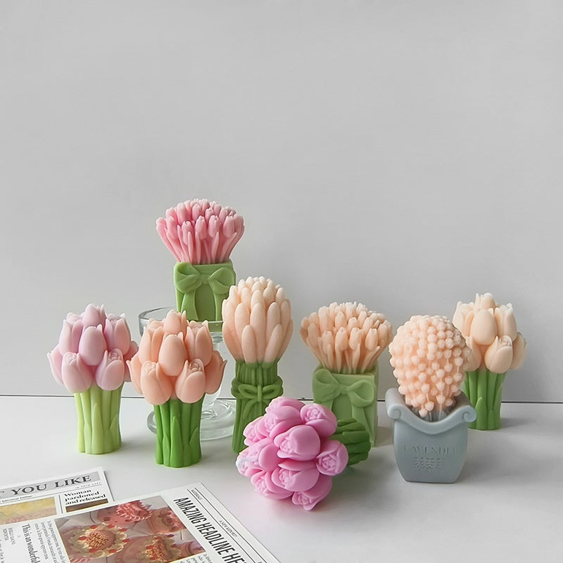 Tulip Bouquet Aromatherapy Candle Silicone Mold Handmade Diy Plaster Epoxy Ornaments