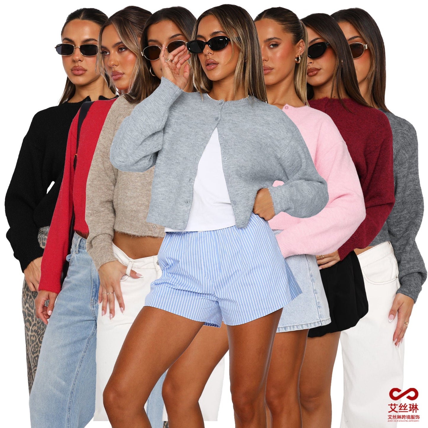 Comfort And Casual Solid Color Woolen Cardigan Short Coat Top Sweater