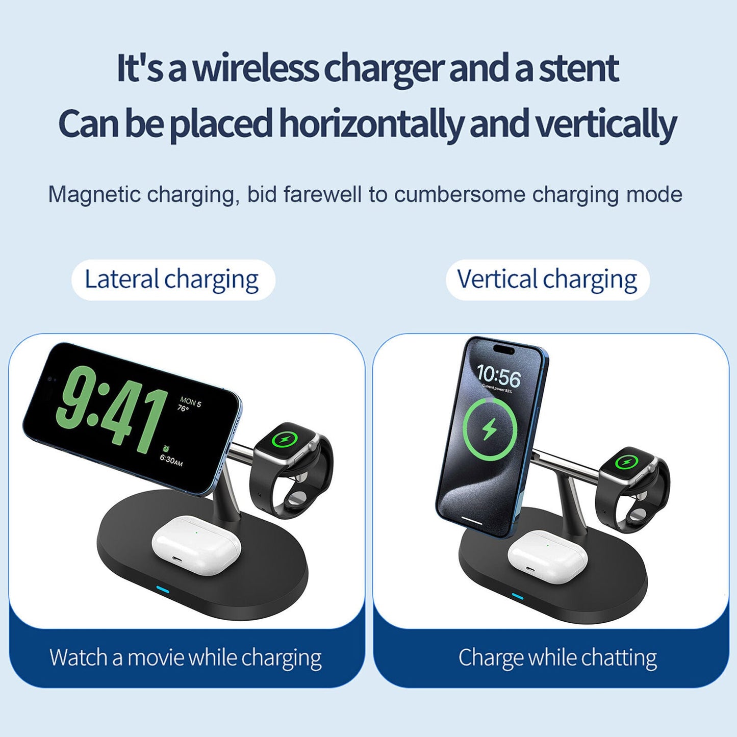 3in1 Magnetic Wireless Charger Stand For IWatch AirPod  15 14 13 16