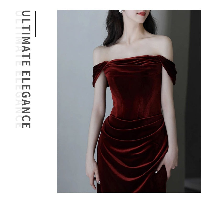 Velvet Niche Fishtail Bride Wedding Engagement Dress