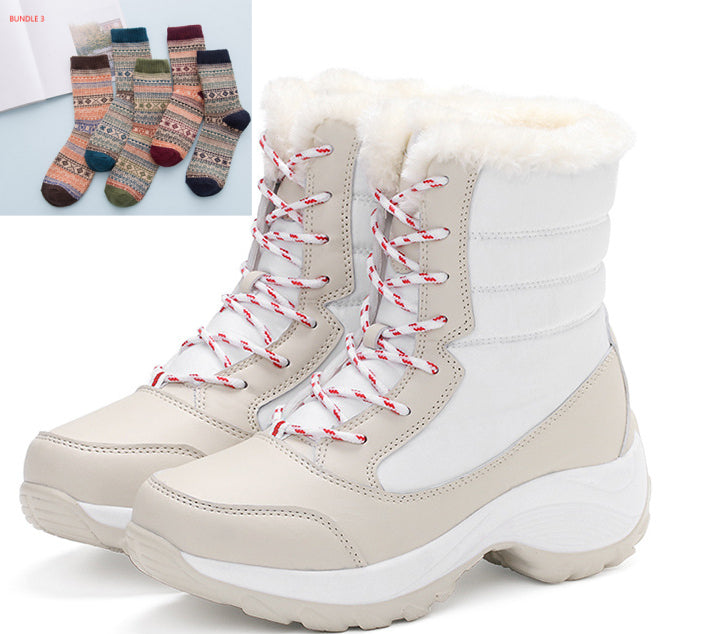 Snow Boots Female High To Help Waterproof Ladies Cotton Plus Velvet Shoes