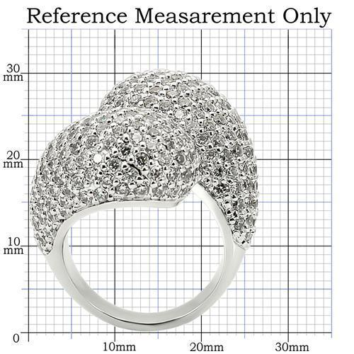 0W216 - Rhodium Brass Ring with AAA Grade CZ in Clear