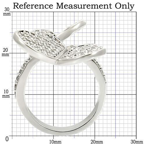0W237 - Rhodium Brass Ring with AAA Grade CZ in Clear