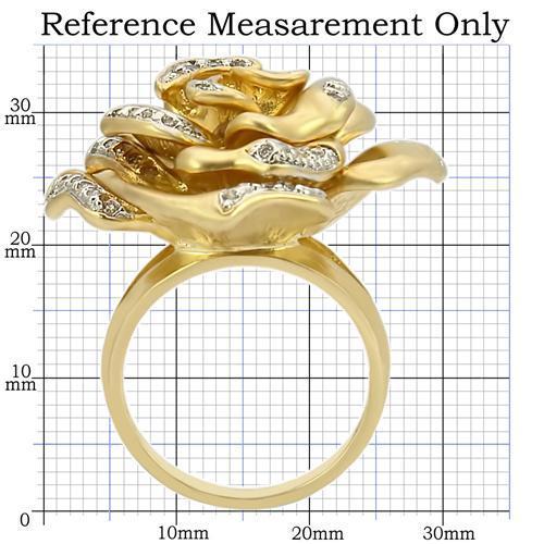 0W250 - Matte Gold & Rhodium Brass Ring with AAA Grade CZ in Clear