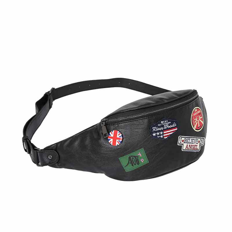 Fashion Leather Young Men's Individual Badge Shoulder Bag Waist Bag