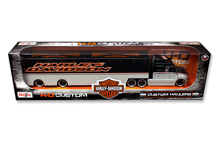Harley Davidson Custom Hauler Trailer Gray with Graphics "Custom Haulers" 1/64 Diecast Model by Maisto