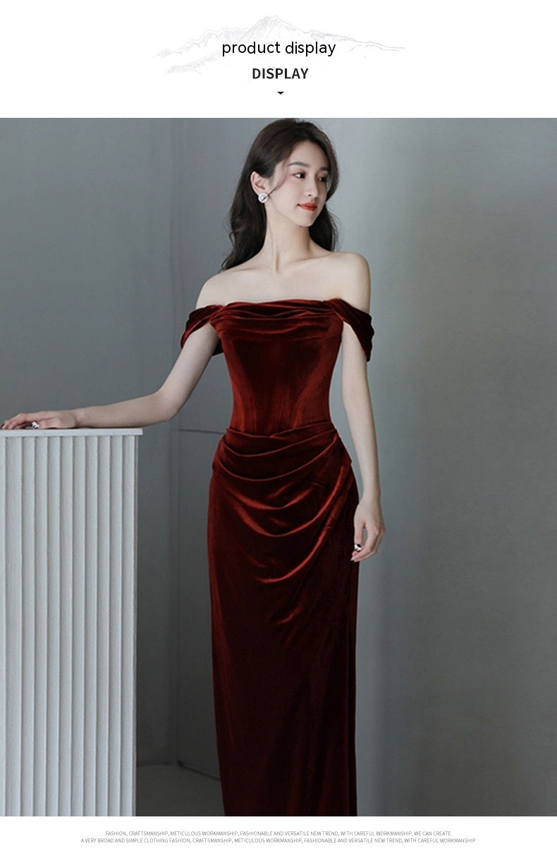 Velvet Niche Fishtail Bride Wedding Engagement Dress