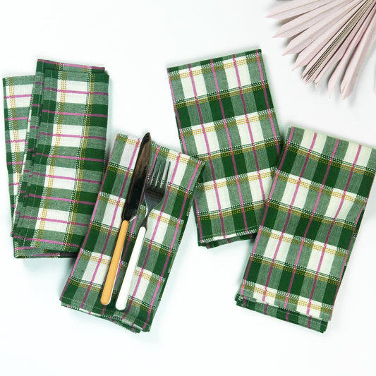 San Andres Gingham Forest & White Napkins