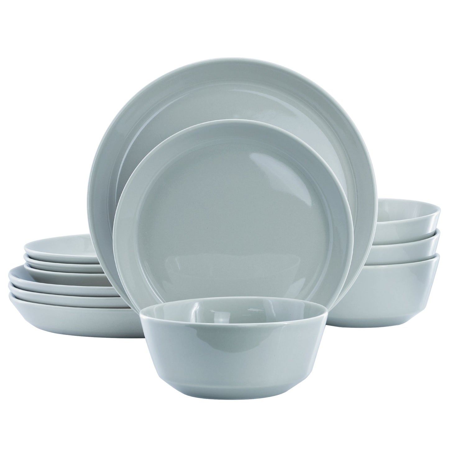 Gibson Elite Sunlit Mist 12 Piece Round Stoneware Dinnerware Set in Blue