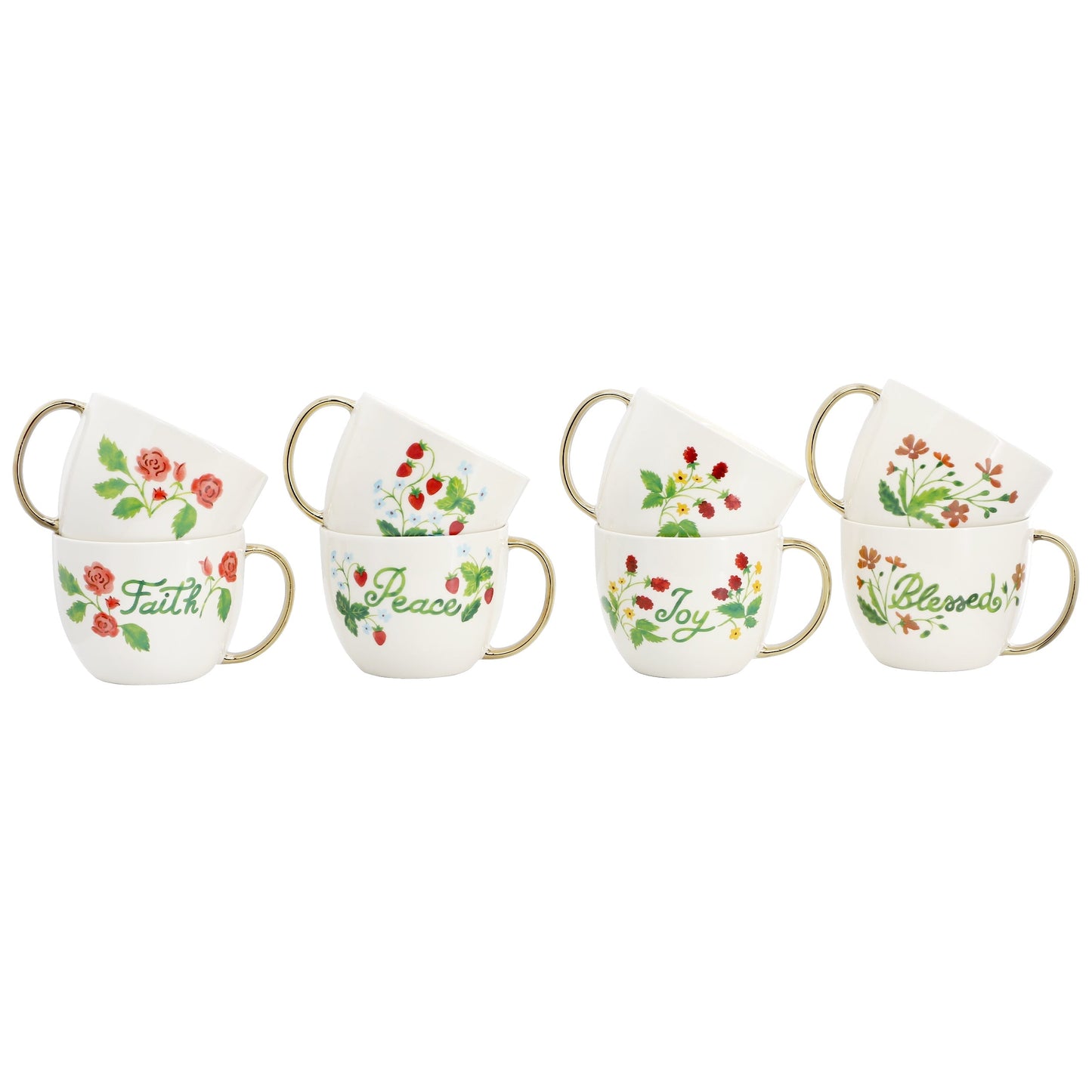 Gibson Home Inspired Gardens 8 Piece 17.5 Ounce Ceramic Assorted Mug Set