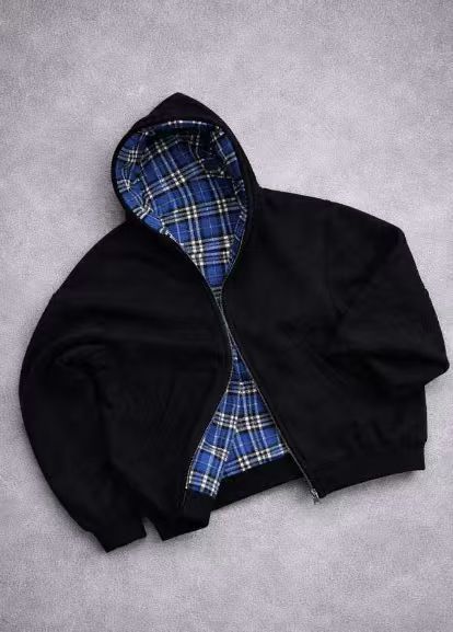 2026 Aliexpress Simple Korean Style Dark Simple Reversible Zipper Sweatshirt Jacket