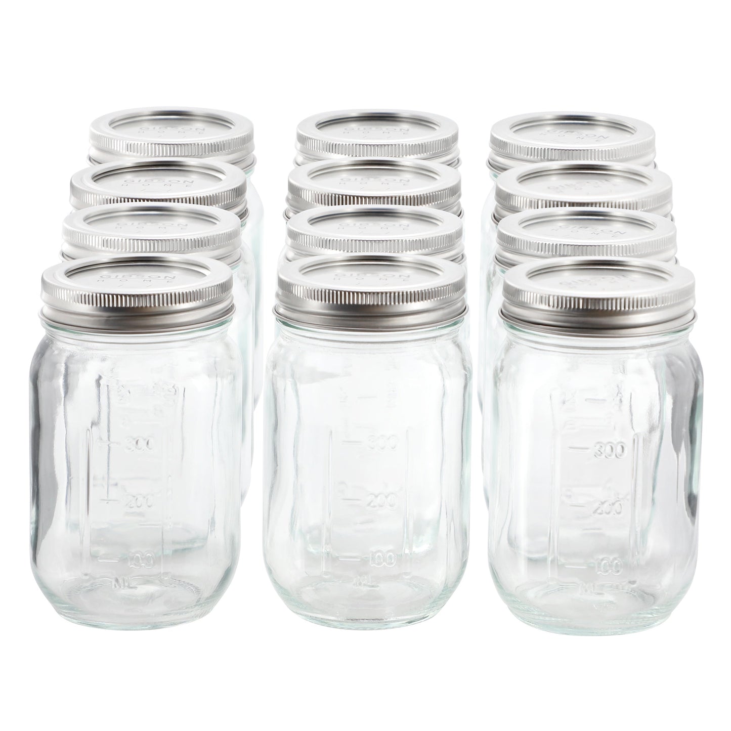 Gibson Home Market Preserves 12 Piece 16 Ounce Glass Canning jars with Lids and Bands