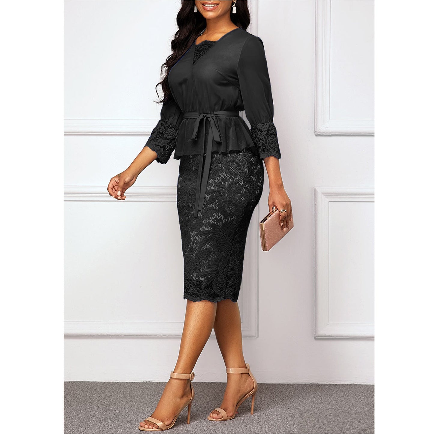 Summer Autumn Dress Women Casual Plus Size Slim Patchwork