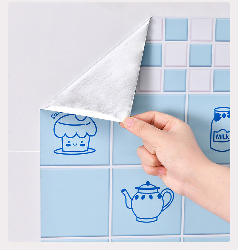 Cartoon Self-adhesive Wallpaper Kitchen High Temperature Resistant, Easy To Scrub, Oil Proof Stickers, Non-fading, Refurbished Decorative Wallpaper Stickers Thick
