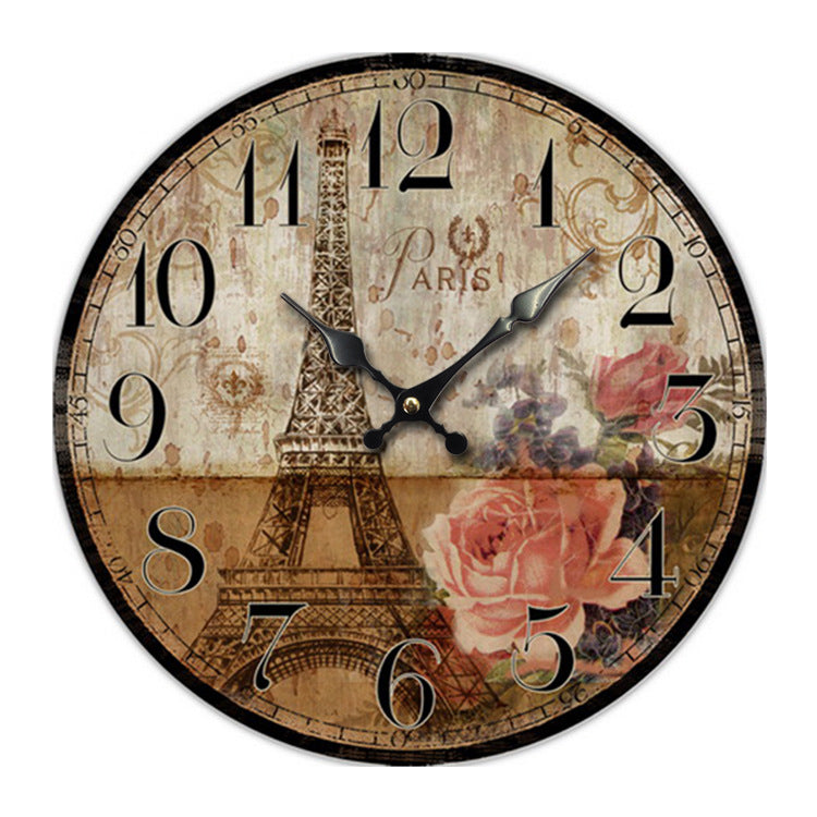 Creative Wooden Wall Clock European Tower Creative Home Clock Living Room Bedroom Wall Clock Wholesale Factory Direct Explosion Models