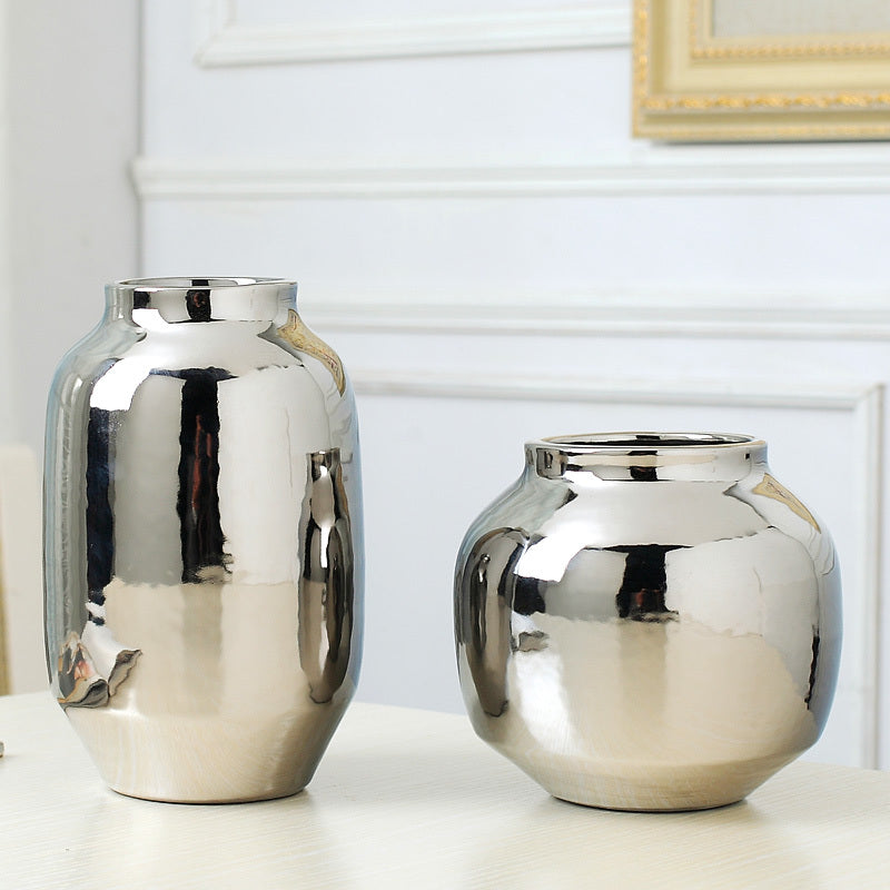 TV cabinet wine cabinet vase silver flower flower arrangement