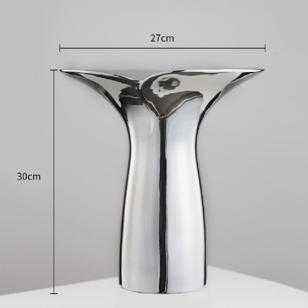 Household Fashion Electroplated Silver Fishtail Ceramic Vase