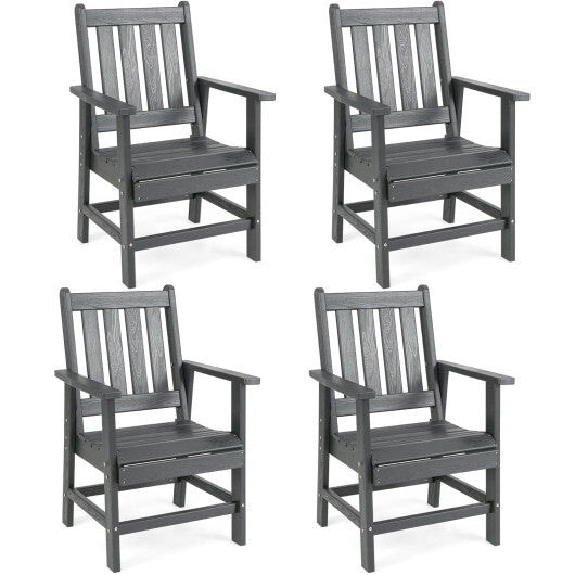 Set of 4 Patio Dining Chairs with Wide Armrests-Black