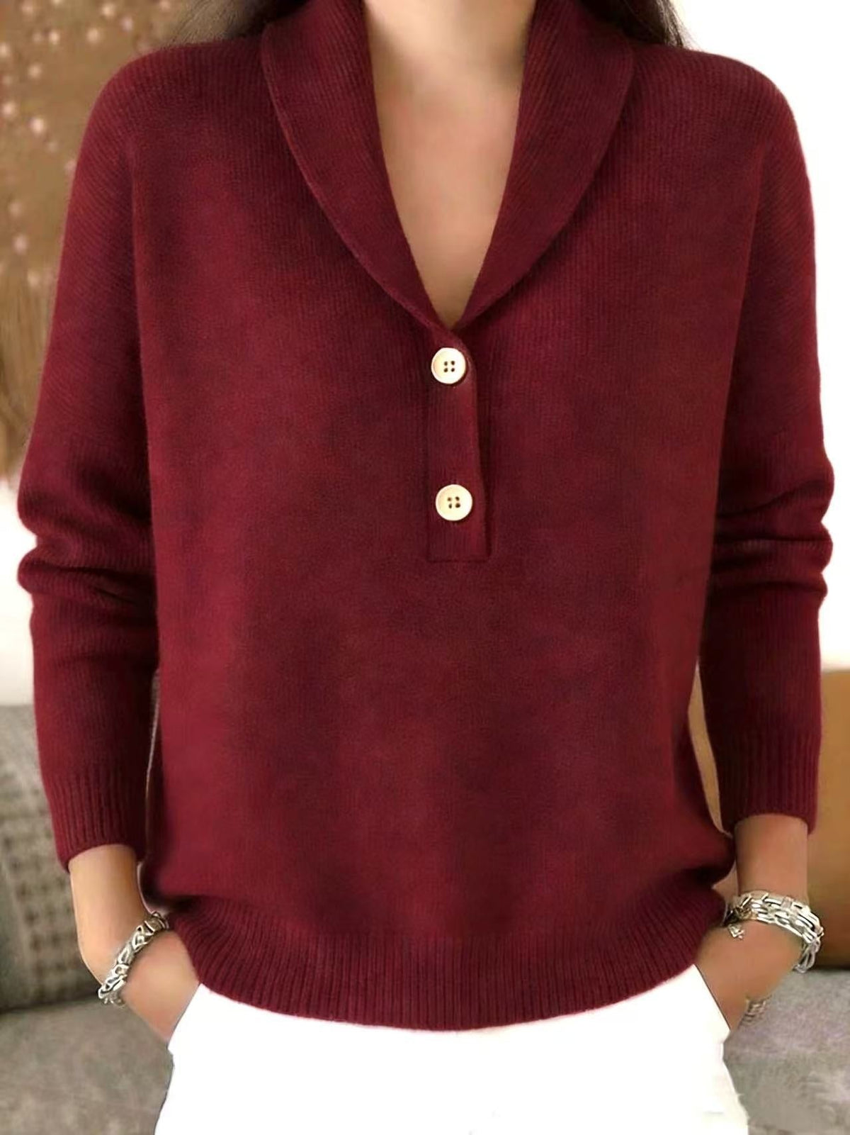 New Fallwinter Solid-color Polo-neck Casual Chic Womens Wear