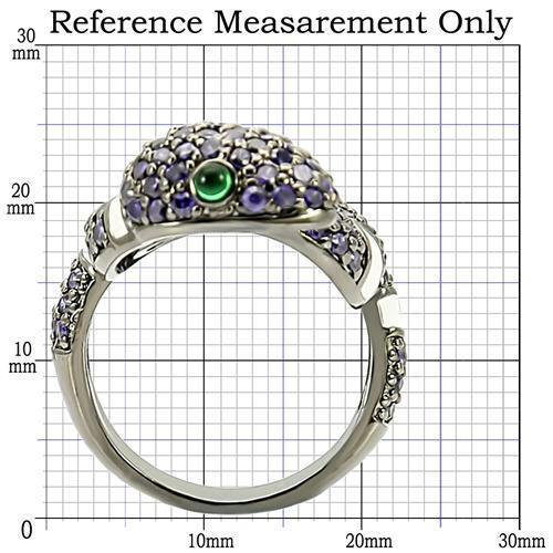 0W184 - Ruthenium Brass Ring with AAA Grade CZ in Multi Color