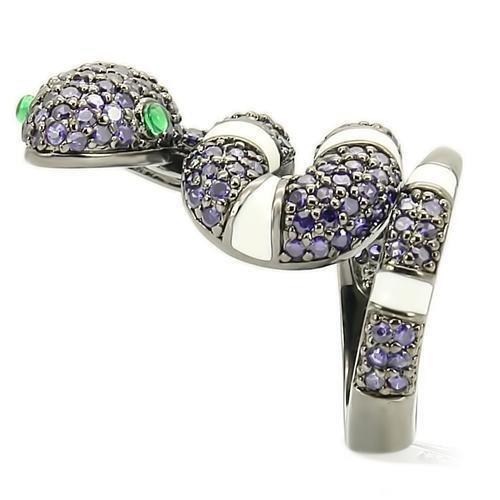 0W184 - Ruthenium Brass Ring with AAA Grade CZ in Multi Color