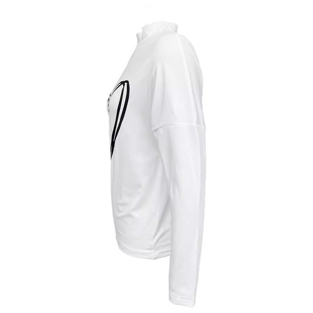 Heart Printing T-shirt Off-the-shoulder Top For Women