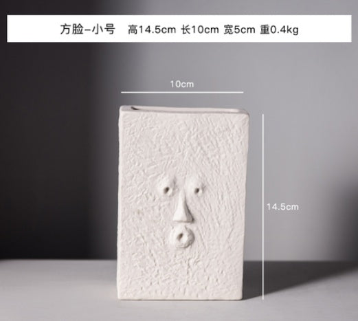 Nordic Style Modern Face Mask Ceramic Vase Home Decoration Flower Vases Head Matte Table Flower Vase for Wedding Decoration Prop
