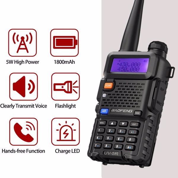 Two Sets Of Baofeng UV-5R 5W Walkie Talkies