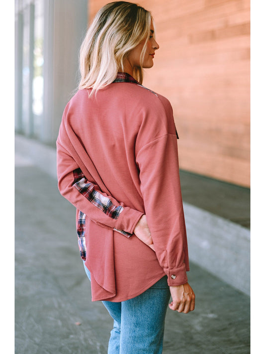 Plaid Button Down Collared Jacket