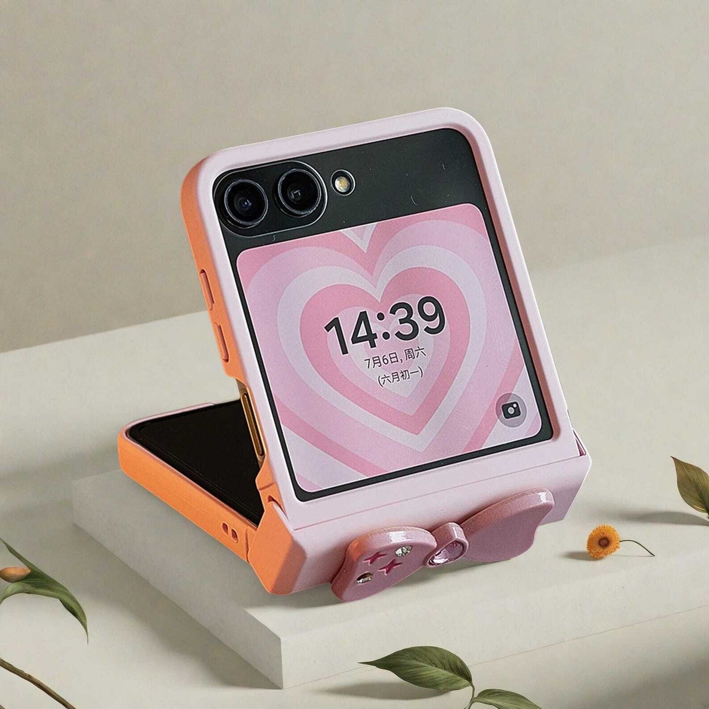 Korean Pink Star Bow Phone Case for Motorola Razr 50 60 40 Ultra Razr 2024 zflip 5 zflip 6 zflip 7 Cute Diamond Design Soft Cover