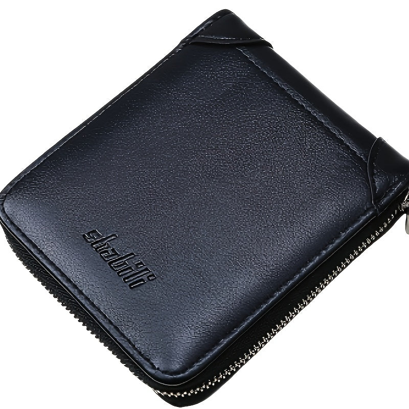 Fashionable Men's Wallet, Short Casual, Retro Zipper Youth European And American Fashion Wallet, Large Capacity, Super Practical