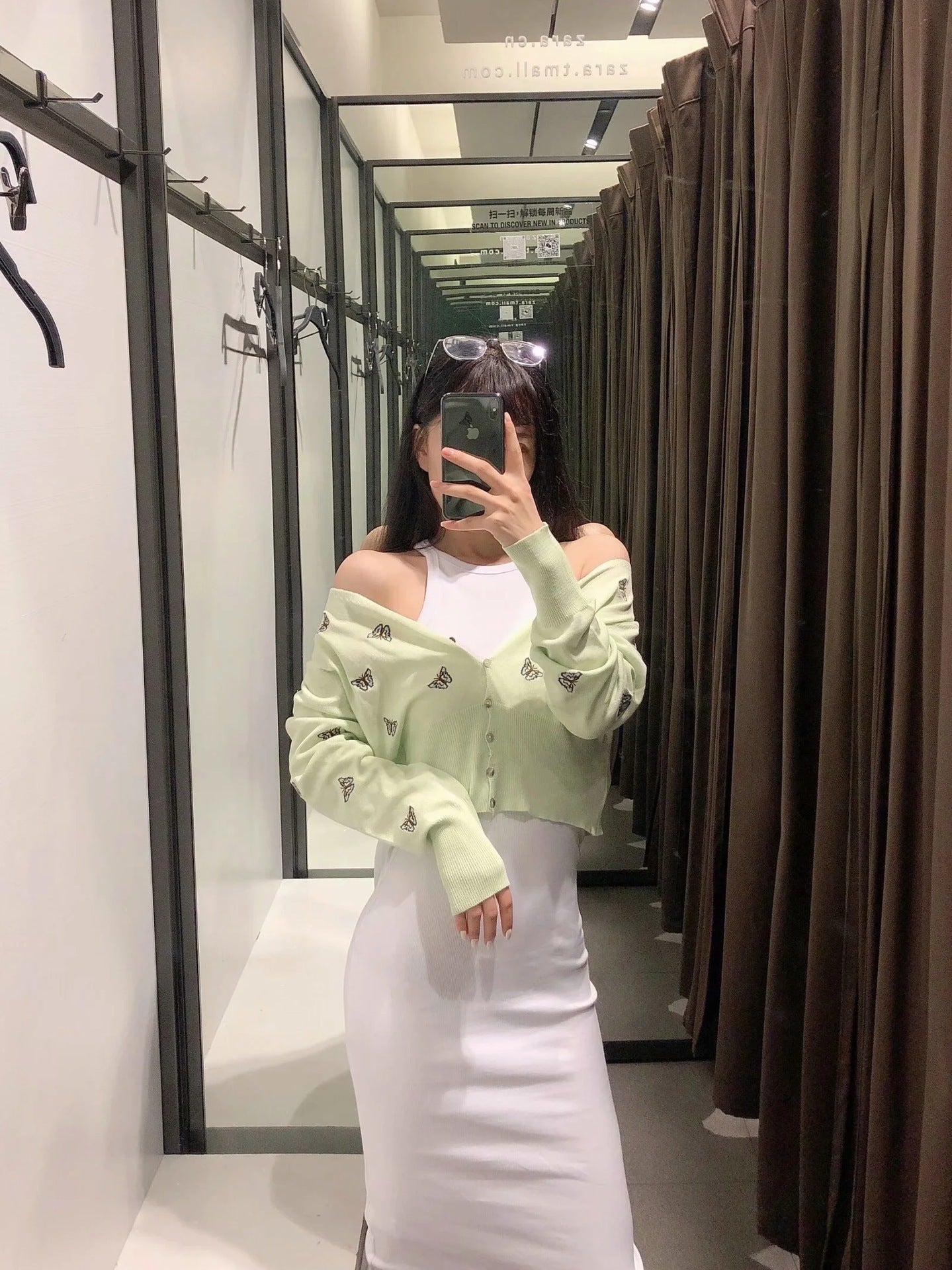 Women Fashion Butterfly Embroidery Cropped Knitted Blouses Vintage