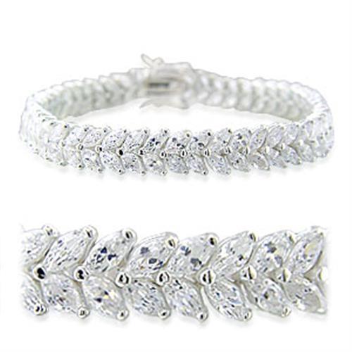31919 - High-Polished 925 Sterling Silver Bracelet with AAA Grade CZ in Clear
