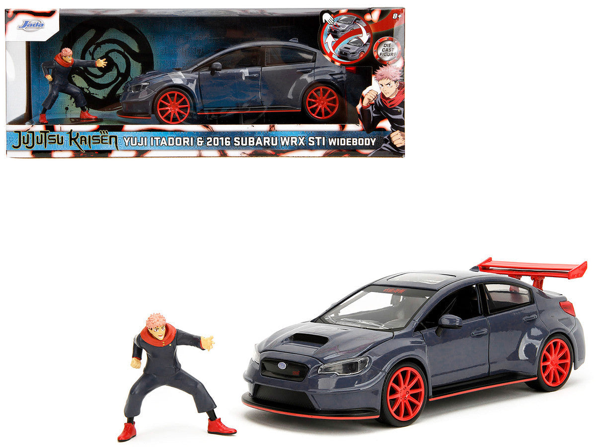 2016 Subaru WRX STI Widebody Dark Blue and Yuji Itadori Diecast Figure "Jujutsu Kaisen" (2020ā2023) TV Series "Anime Hollywood Rides" Series 1/24 Diecast Model Car by Jada