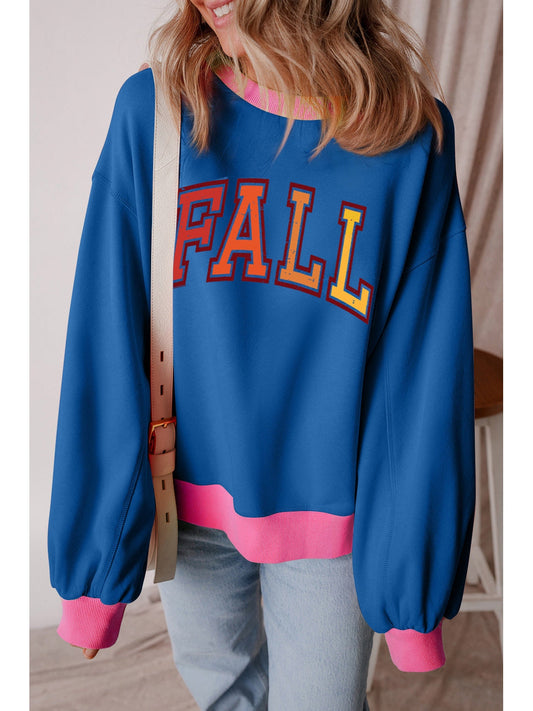 Women Letter Graphic Contrast Long Sleeve Sweatshirt