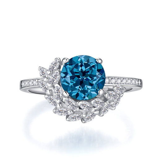S925 Silver Round Rhinestone Ring