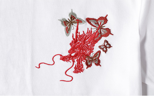 Summer Youth Embroidered Dragon T-Shirt for Men