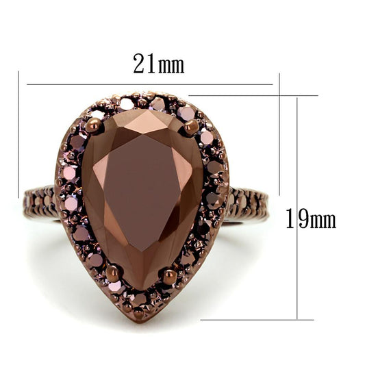 3W1153 - IP Coffee light Brass Ring with AAA Grade CZ in Light Coffee