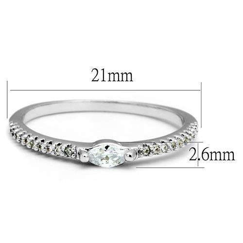 3W1225 - Rhodium Brass Ring with AAA Grade CZ in Clear