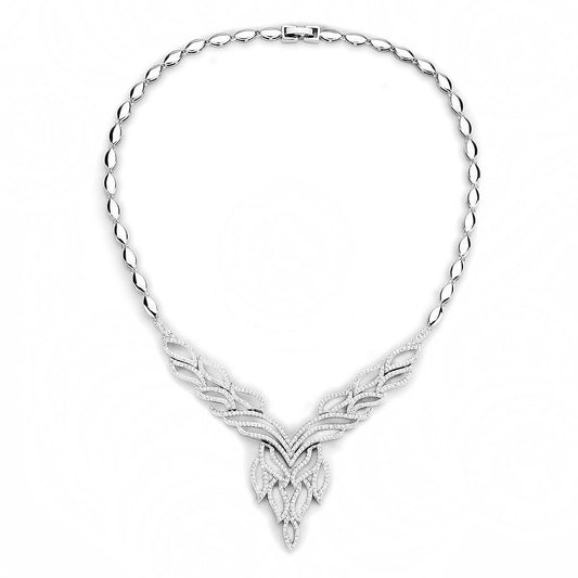 3W1418 - Rhodium Brass Jewelry Sets with AAA Grade CZ in Clear
