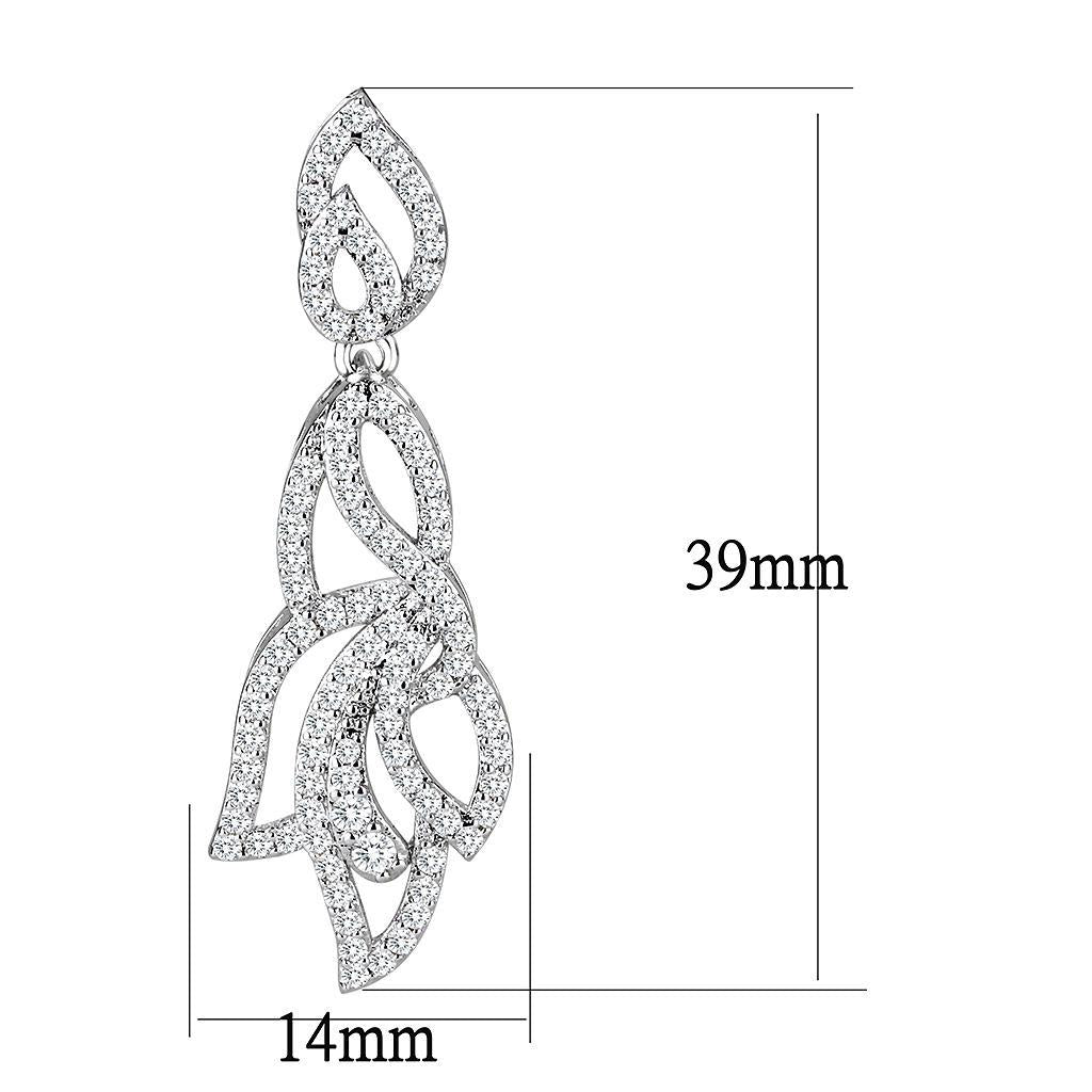 3W1420 - Rhodium Brass Jewelry Sets with AAA Grade CZ in Clear