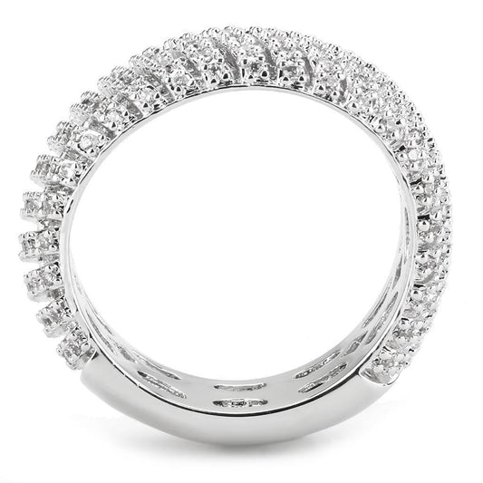 3W1550 - Rhodium Brass Ring with AAA Grade CZ in Clear