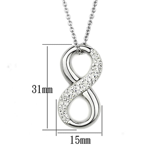 3W407 - Rhodium Brass Necklace with Top Grade Crystal in Clear