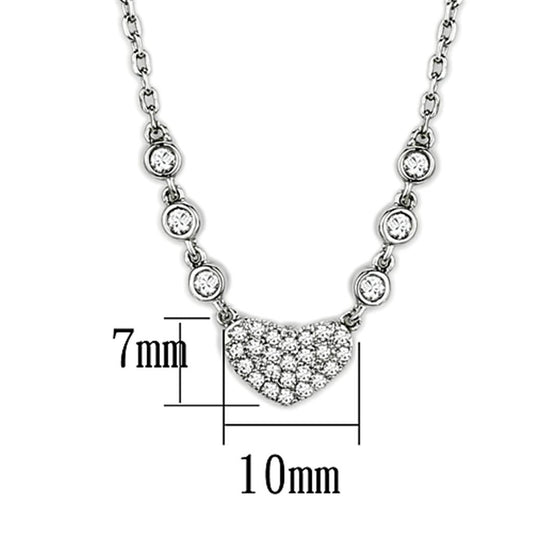3W433 - Rhodium Brass Necklace with AAA Grade CZ in Clear