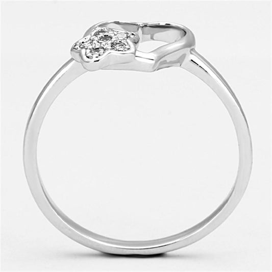 3W472 - Rhodium Brass Ring with AAA Grade CZ in Clear