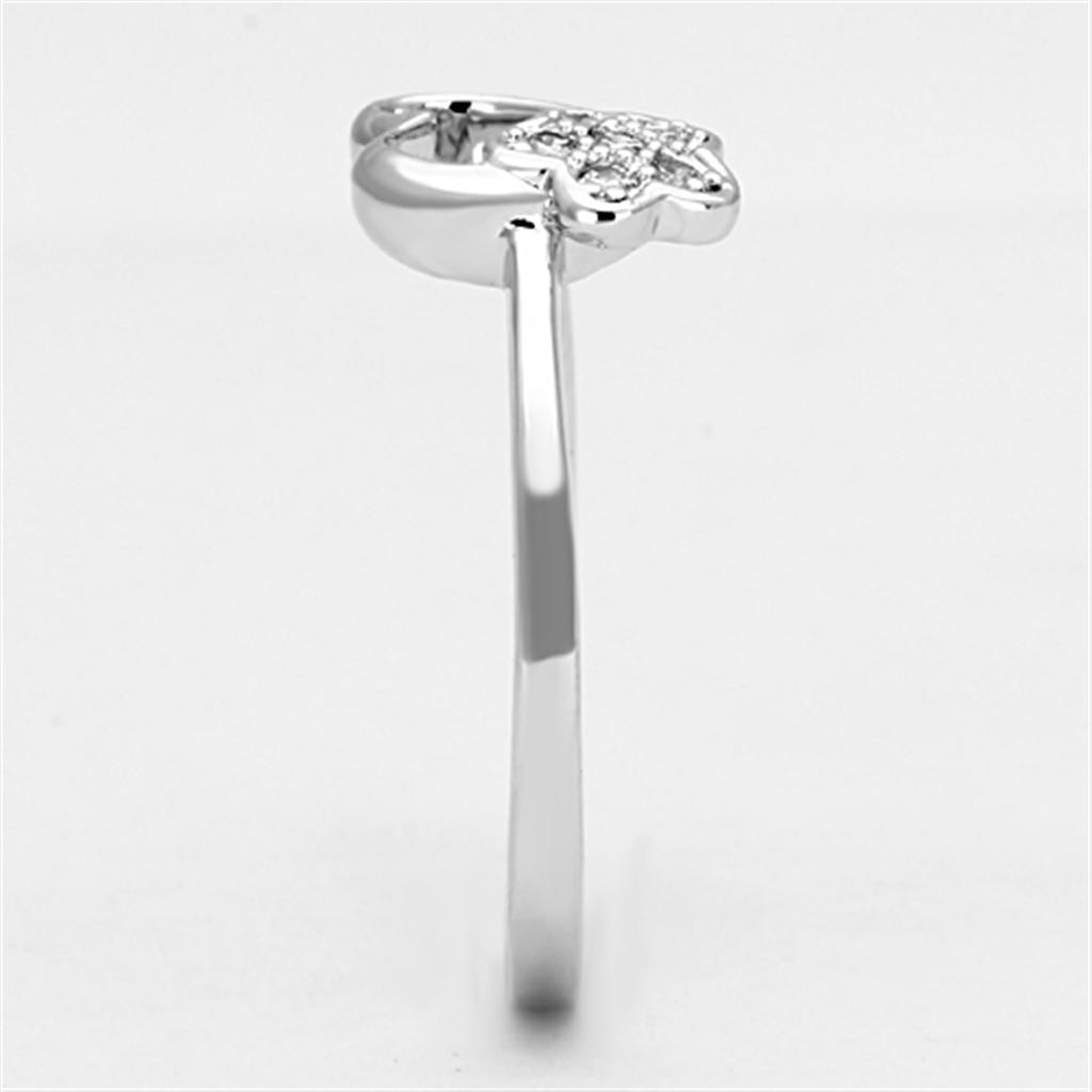 3W472 - Rhodium Brass Ring with AAA Grade CZ in Clear