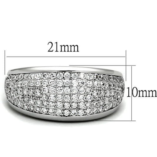 3W730 - Rhodium Brass Ring with AAA Grade CZ in Clear