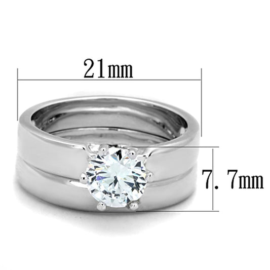3W805 - Rhodium Brass Ring with AAA Grade CZ in Clear